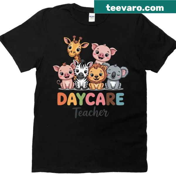 Playful animals design t-shirt for daycare teachers