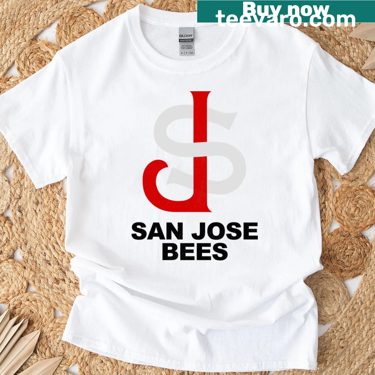 Vintage San Jose Bees baseball T-shirt design — on a men's t-shirt