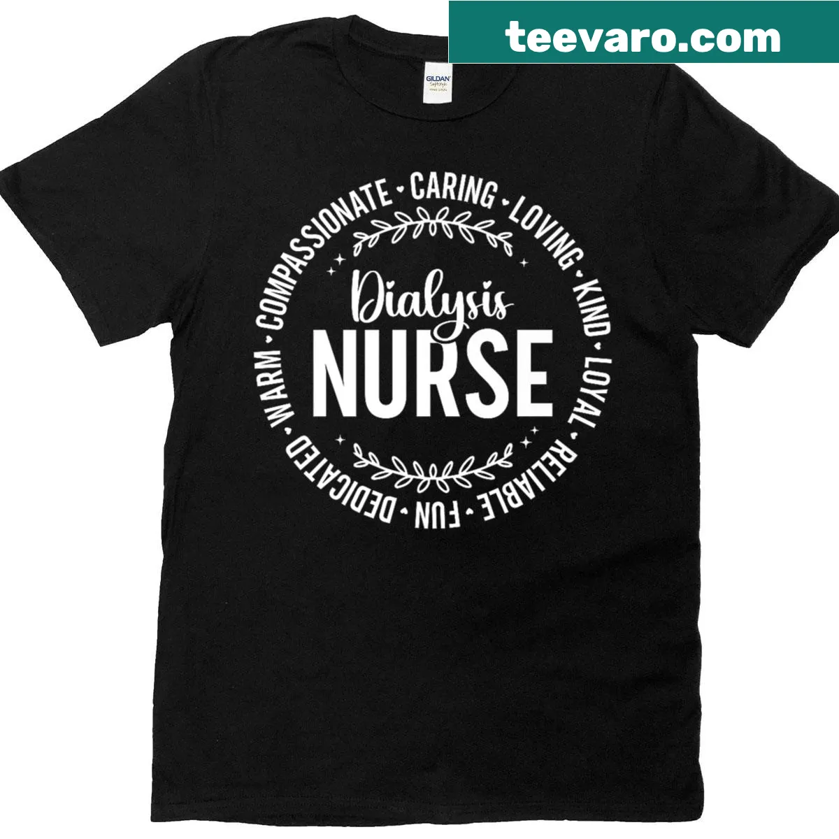 Nursing T-shirt with text celebrating dialysis nurses for students and professionals — on a men's t-shirt