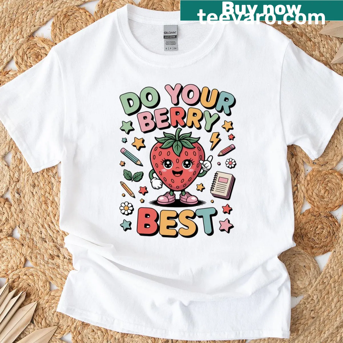 Cute strawberry graphic with text 'Do Your Berry Best'. — on a men's t-shirt