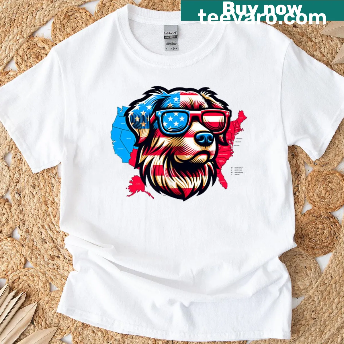 Funny Fourth of July t-shirt with humorous dog-themed text design — on a men's t-shirt