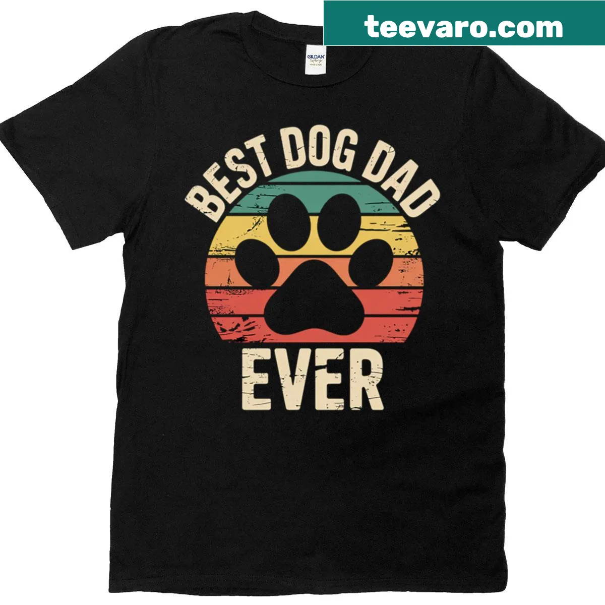Stylish 'Dog Dad' text shirt for fathers who love their dogs — on a men's t-shirt