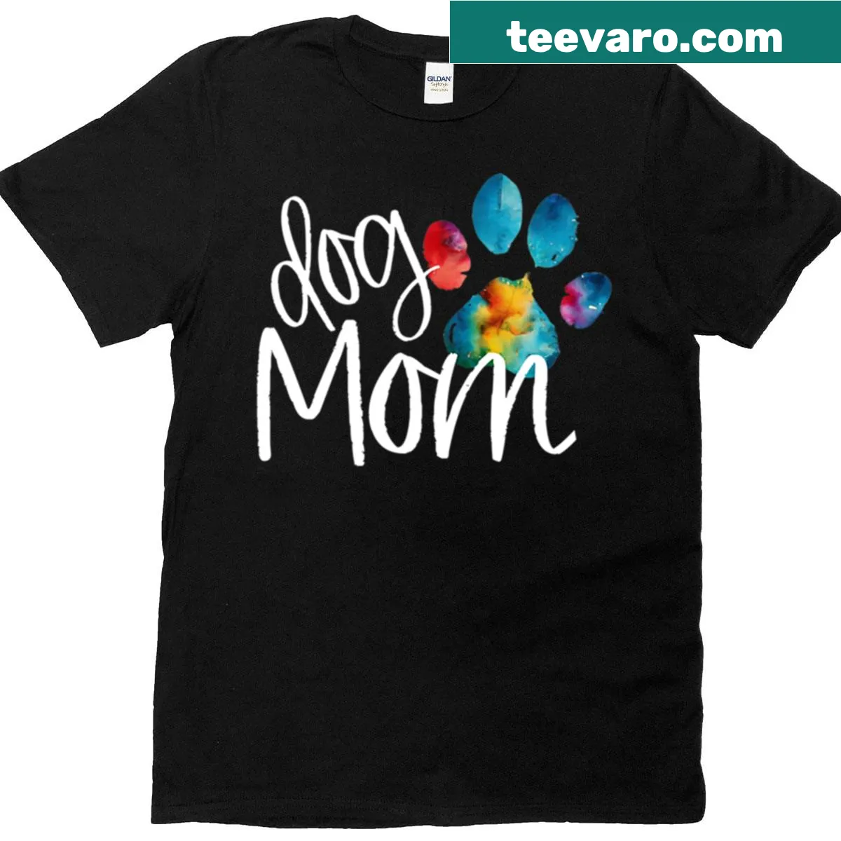 T-shirt for dog moms featuring paw print design — on a men's t-shirt