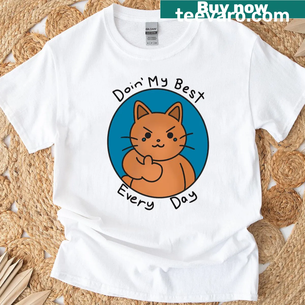 Motivational text 'Doin My Best Every Day' on T-shirt. — on a men's t-shirt