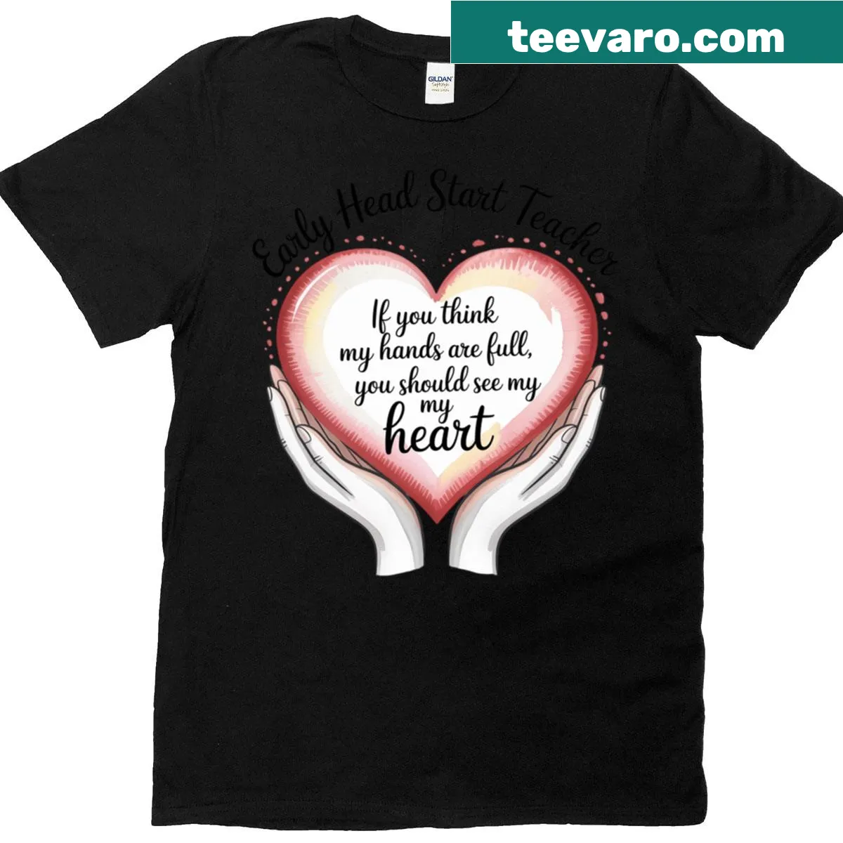 Heart graphic with school elements for Early Head Start teachers — on a men's t-shirt
