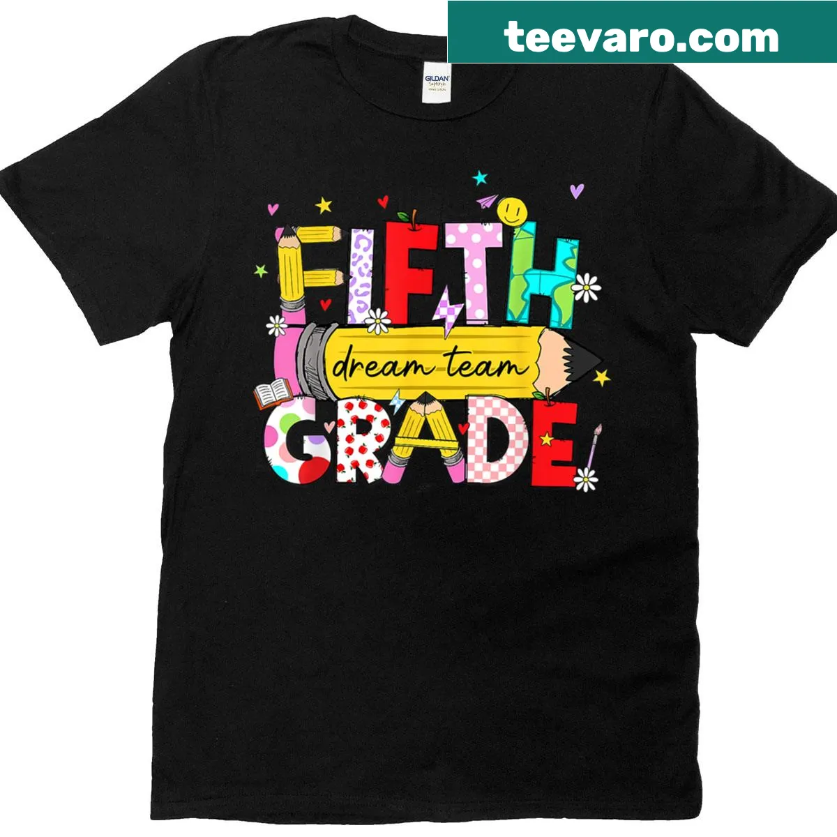 Back to school fifth grade dream team t-shirt — on a men's t-shirt