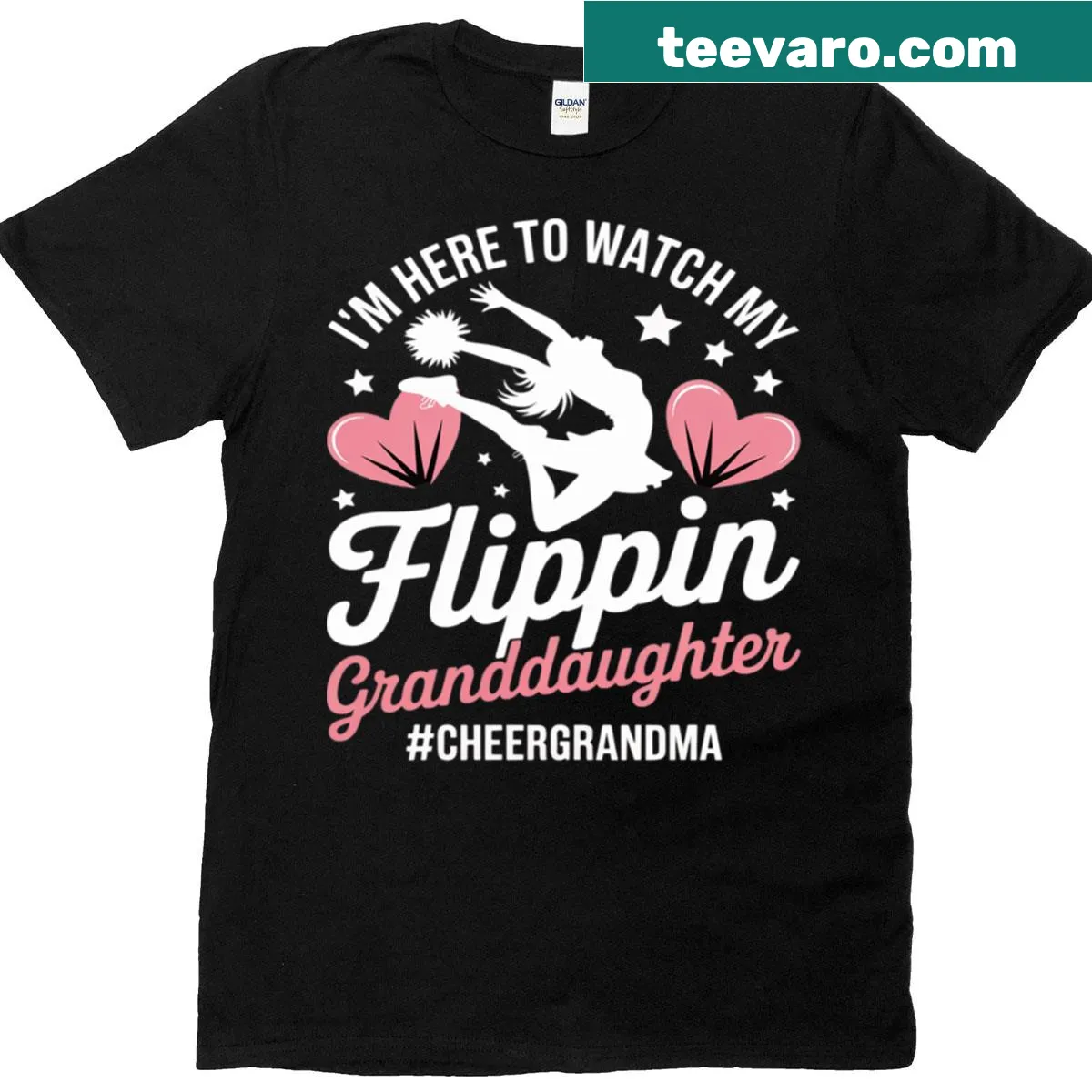 Cheerleader grandma t-shirt featuring Flippin Granddaughter Cheer text — on a men's t-shirt