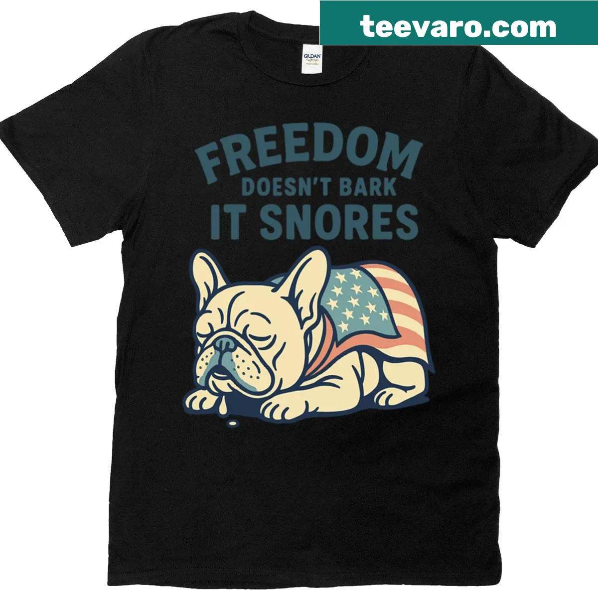 Funny t-shirt with a French Bulldog and the phrase about freedom — on a men's t-shirt