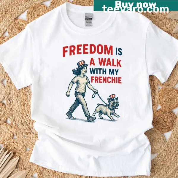 Oversized T-shirt with 'Freedom Is A Walk With My Frenchie' text
