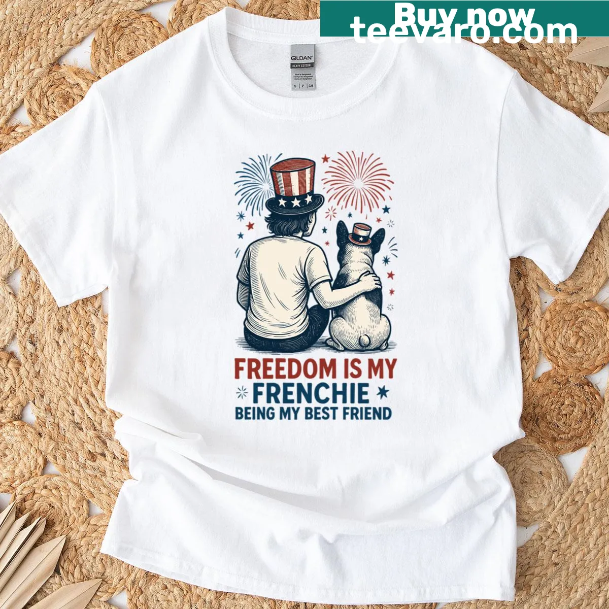 Cute message about French Bulldogs on oversized T-shirt — on a men's t-shirt