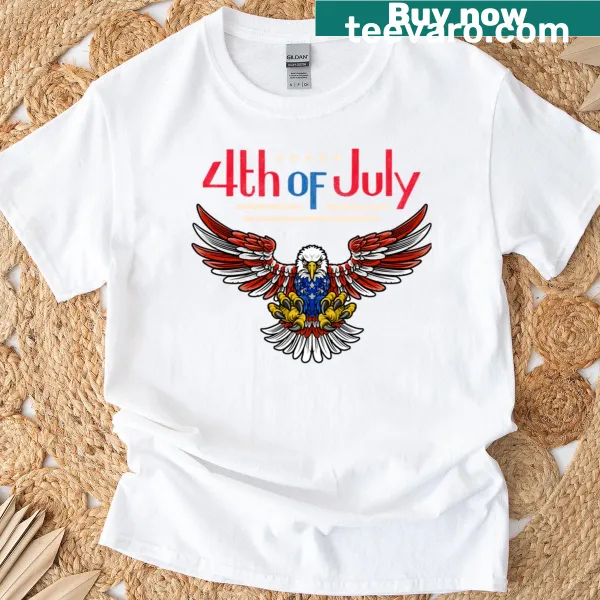 Eagle illustration on a patriotic shirt for 4th of July celebrations