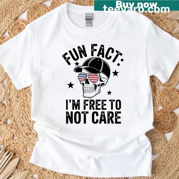 Humorous skull graphic with saying on a patriotic T-shirt