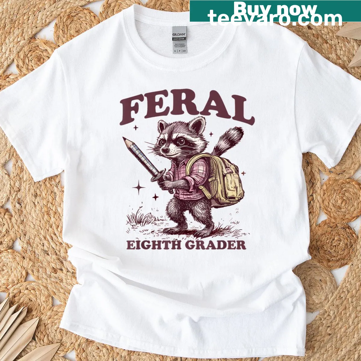 Raccoon-themed back-to-school t-shirt for eighth graders — on a men's t-shirt