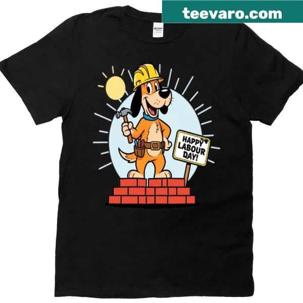 Cute cartoon dog graphic t-shirt celebrating Labour Day