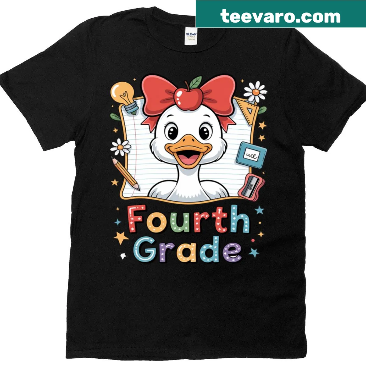 Funny back to school t-shirt with a goose and humorous sayings — on a men's t-shirt