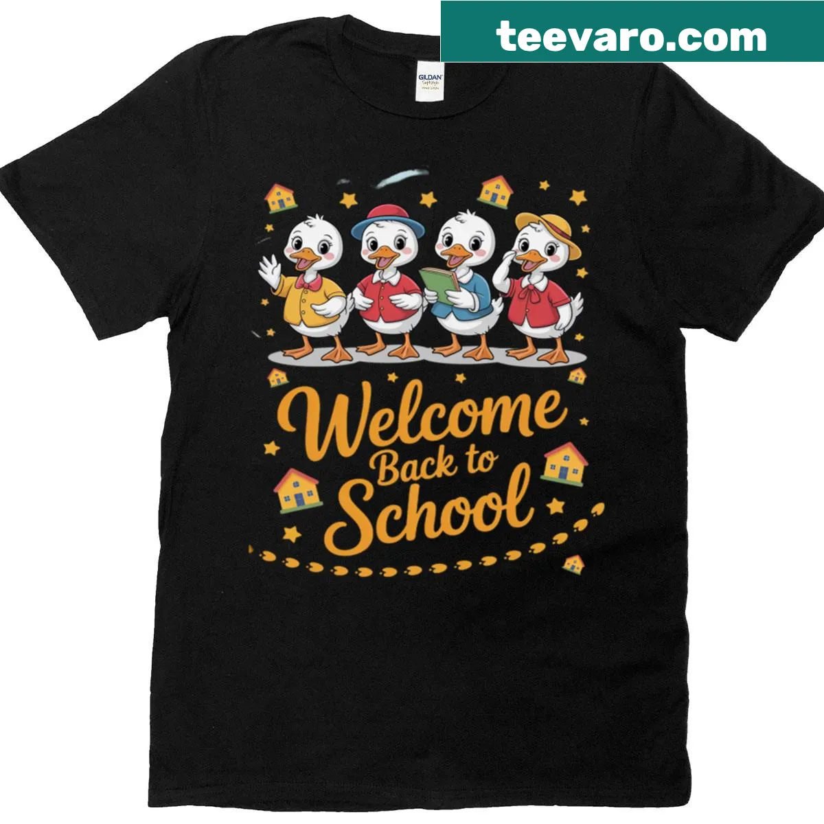 Funny teacher t-shirt featuring a humorous goose graphic and playful text — on a men's t-shirt