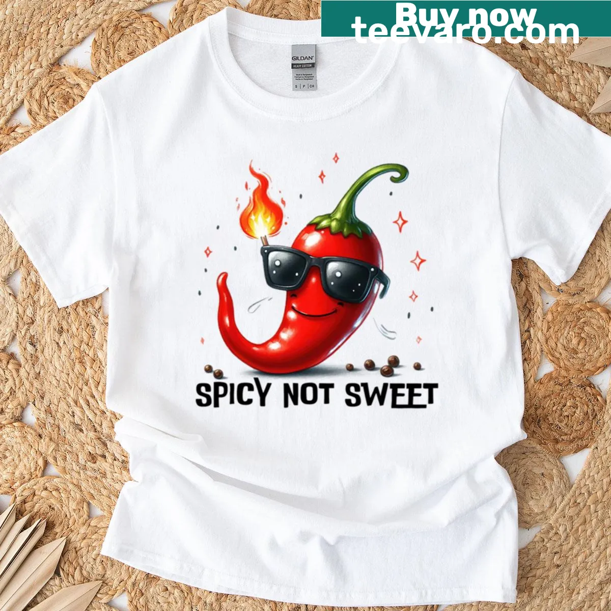 Funny chili pepper graphic with text 'Too Hot To Handle' — on a men's t-shirt