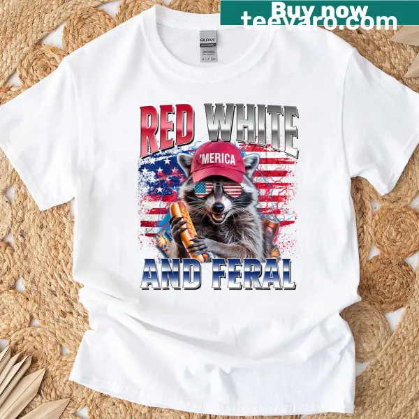 Cartoon raccoon in patriotic attire for 4th of July