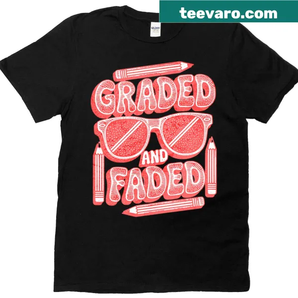 Funny t-shirt with graded and faded pencil design for students