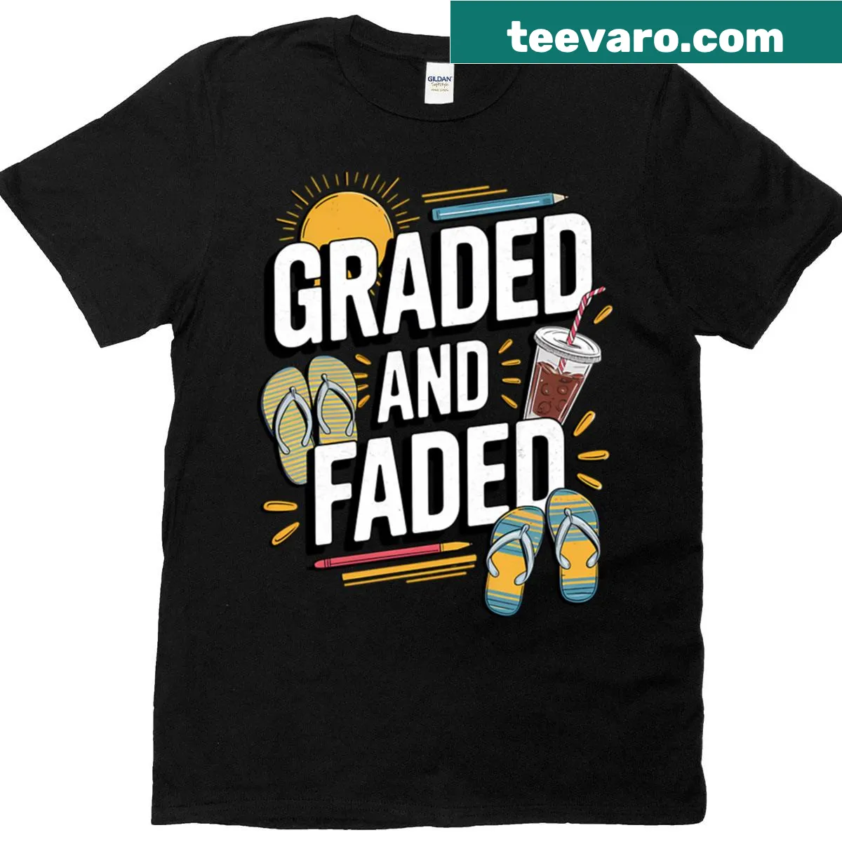 Nostalgic T-shirt with 'Graded And Faded' text for teachers — on a men's t-shirt