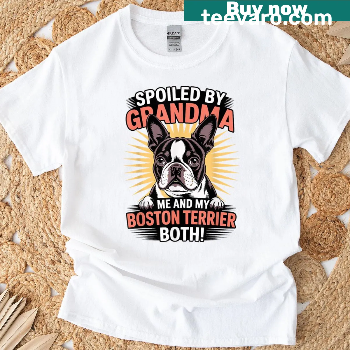 Heartwarming t-shirt for grandma with Boston Terrier text — on a men's t-shirt