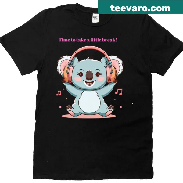Cartoon koala graphic on oversized T-shirt for music lovers