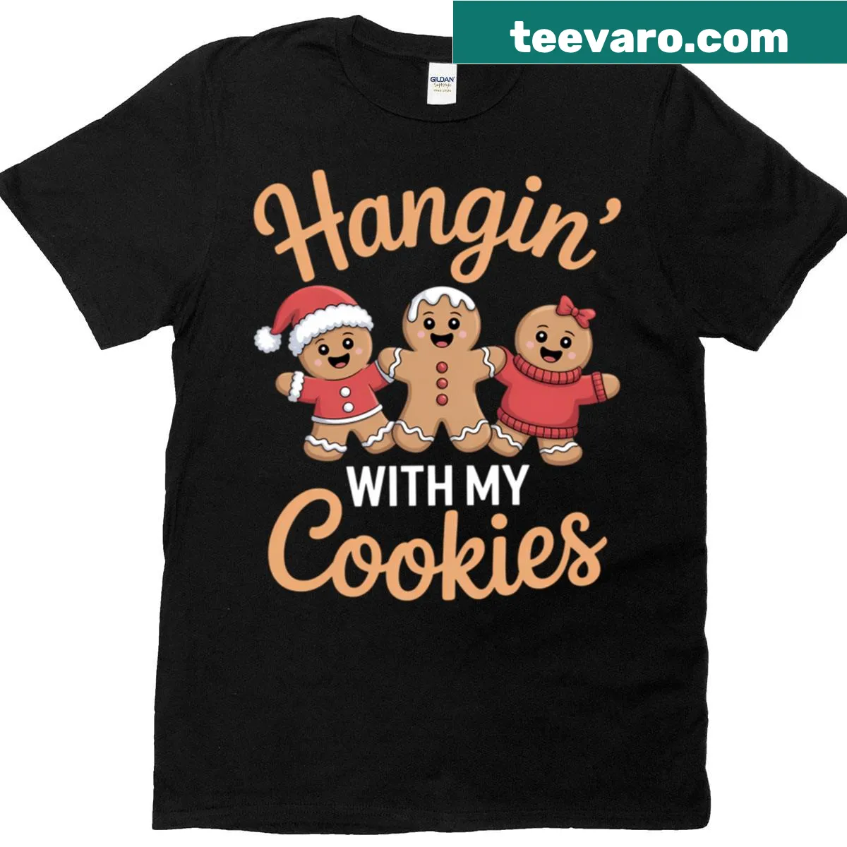 Gingerbread cookie graphic with 'Hangin With My Cookies' text — on a men's t-shirt