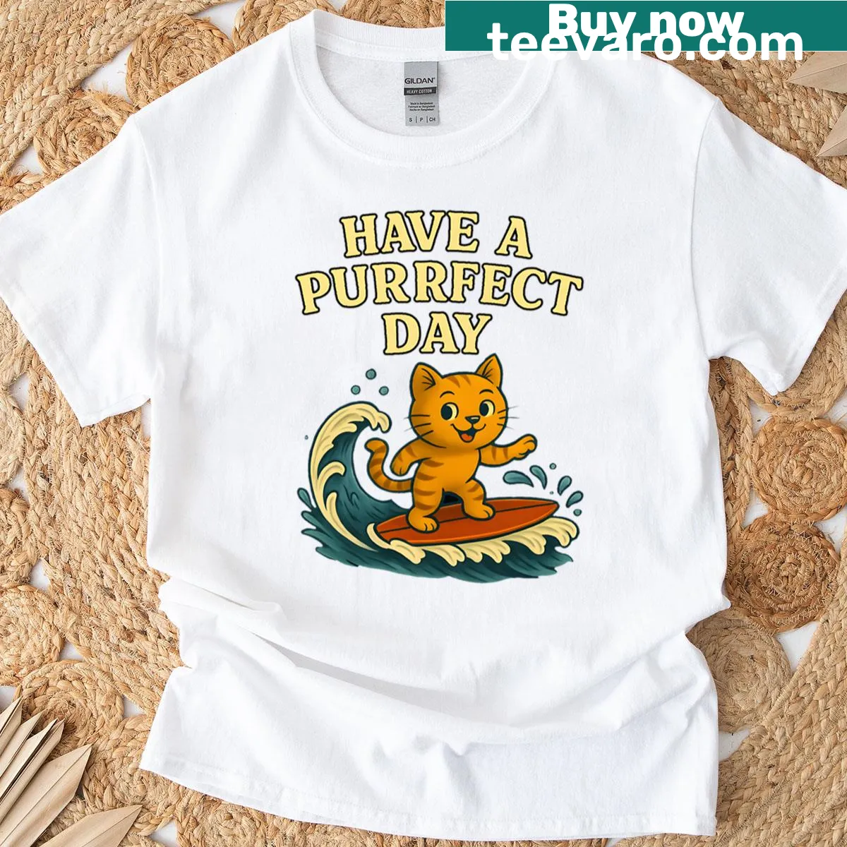 Cat positivity t-shirt with uplifting message and playful design — on a men's t-shirt