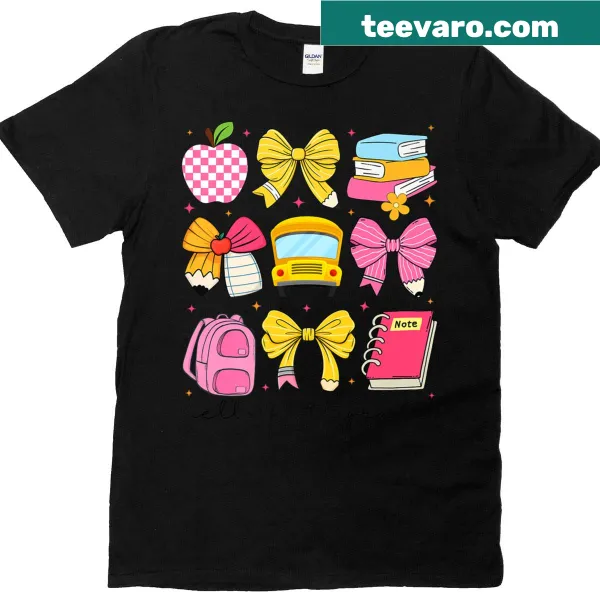 Coquette bow design on a 'Hello Fifth Grade' t-shirt