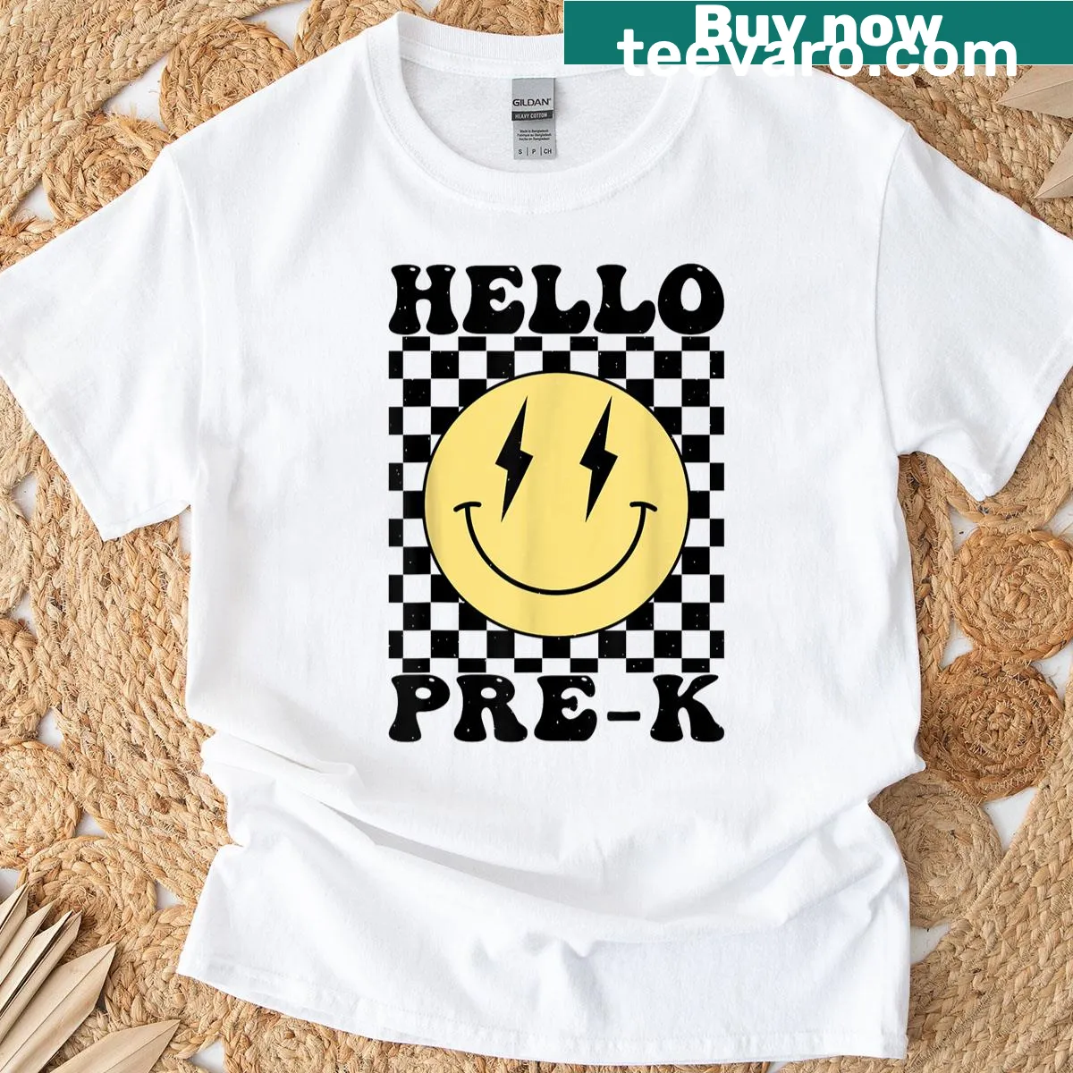 Pre-k First Day of School T-shirt with friendly greeting — on a men's t-shirt