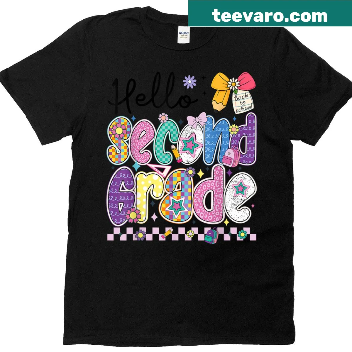 Second grade teacher t-shirt with friendly text welcoming students — on a men's t-shirt