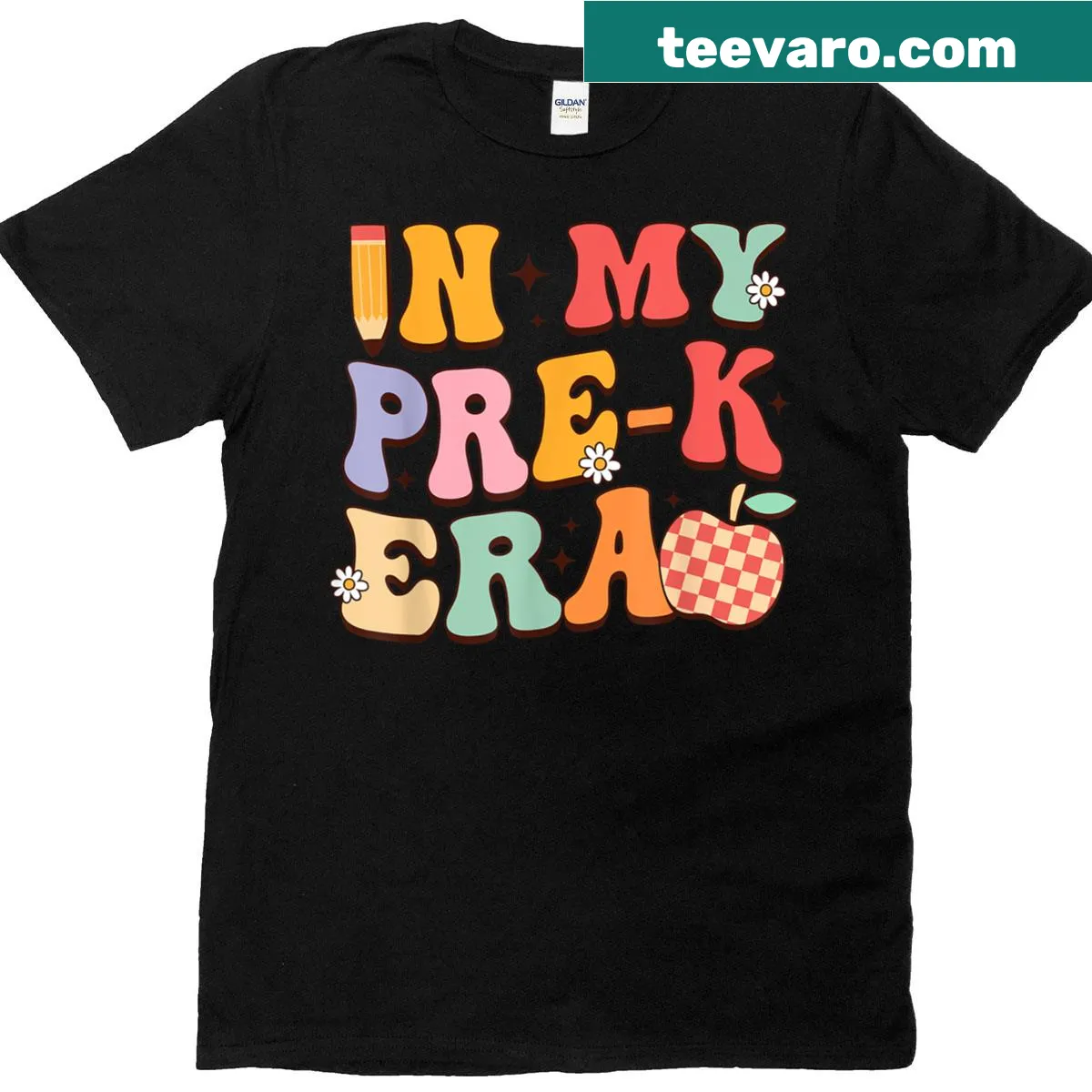 T-shirt for preschool teachers featuring the phrase 'In My Preschool Era' in playful typography — on a men's t-shirt