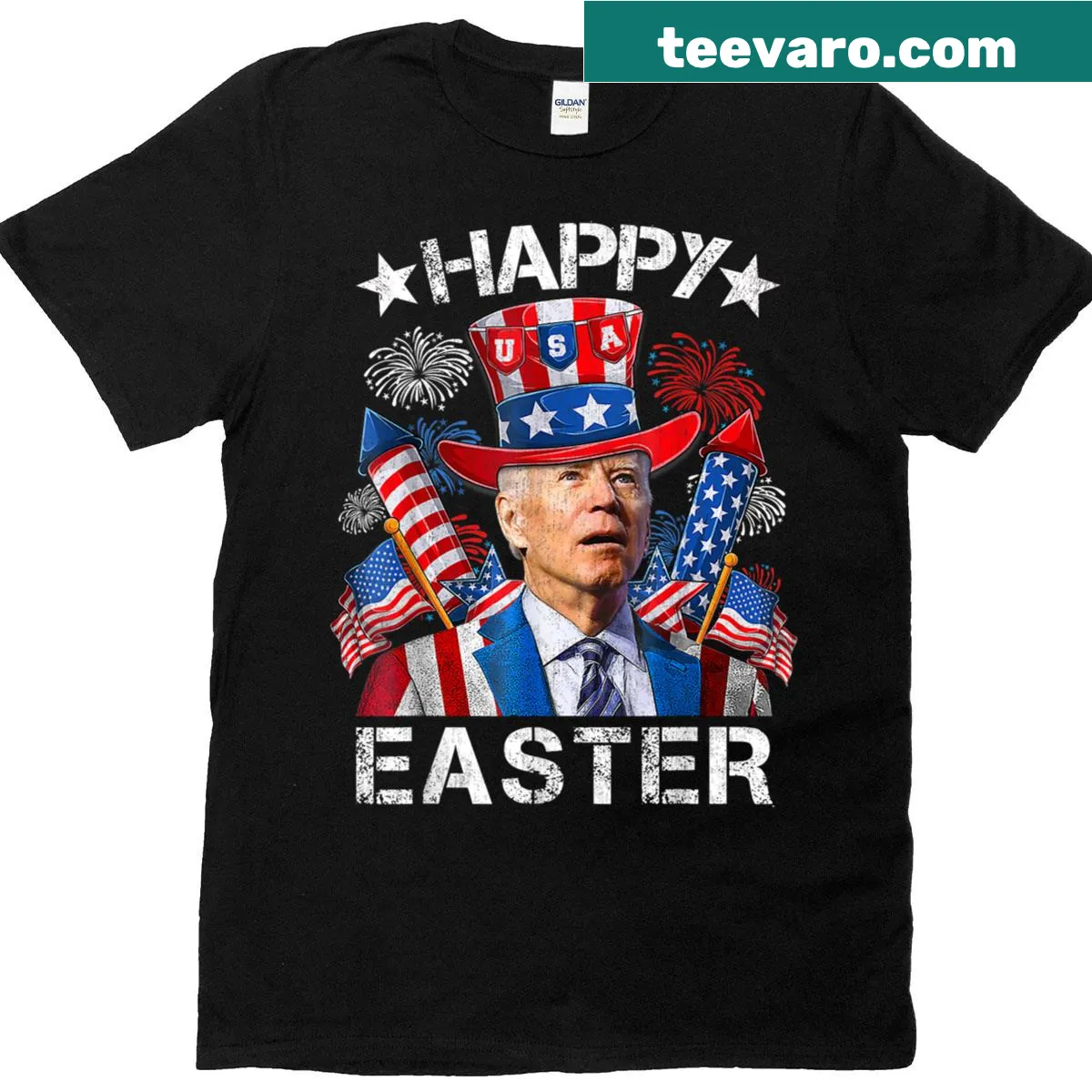Humorous design featuring Joe Biden for Easter and July 4th — on a men's t-shirt