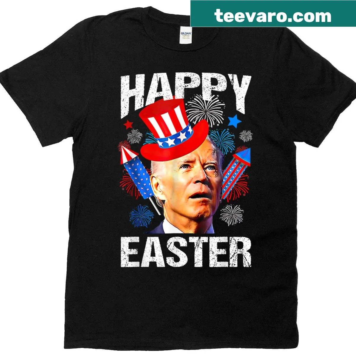 Funny t-shirt featuring Joe Biden with US flag for Easter and 4th of July — on a men's t-shirt