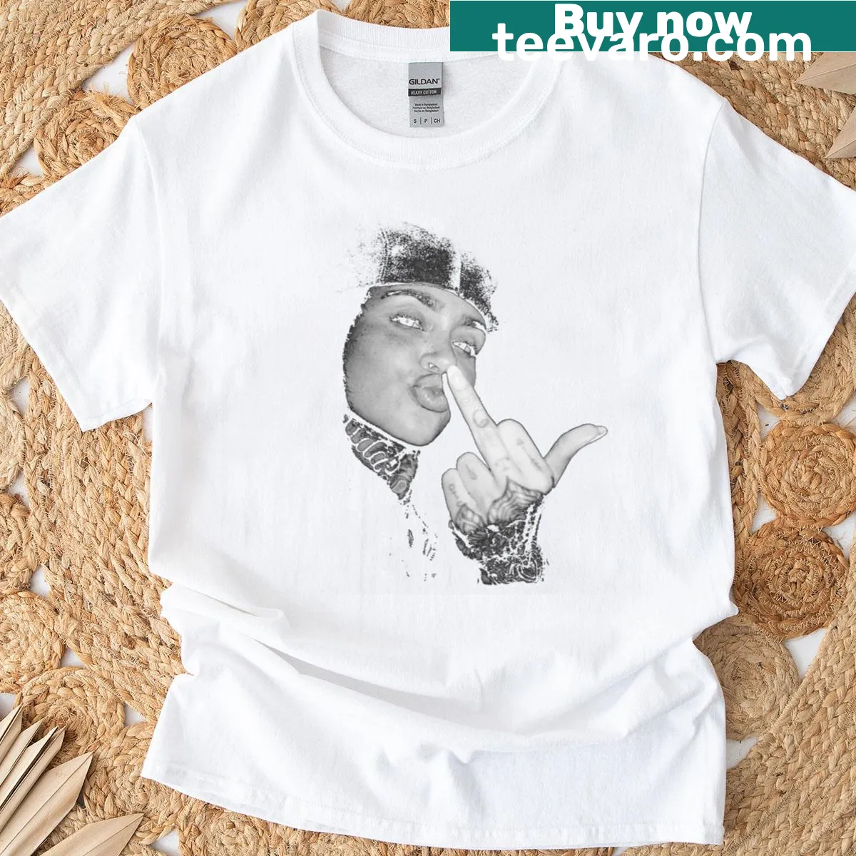 Artistic portrait T-shirt featuring Kehlani — on a men's t-shirt