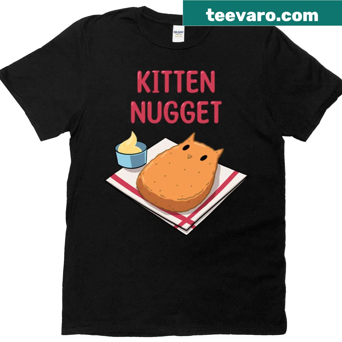 Oversized T-shirt featuring playful cartoon kittens in nugget style — on a men's t-shirt