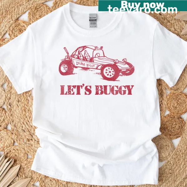 Dune buggy illustration for off-road enthusiasts on a playful tee.