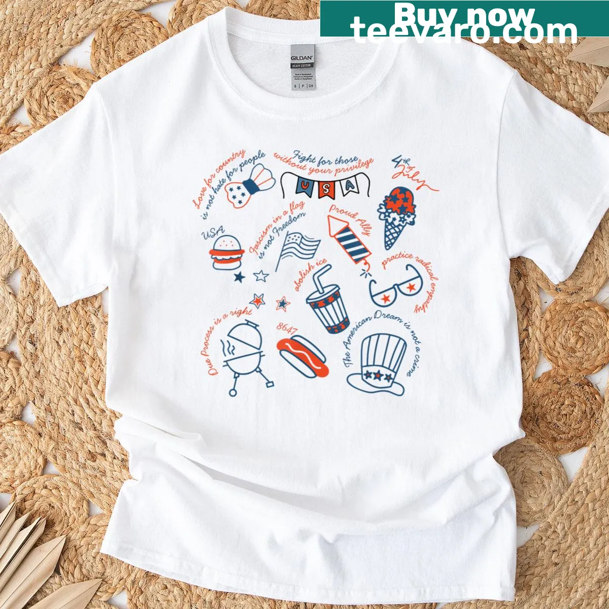Subtle typography on Liberal 4th Of July T-shirt — on a men's t-shirt
