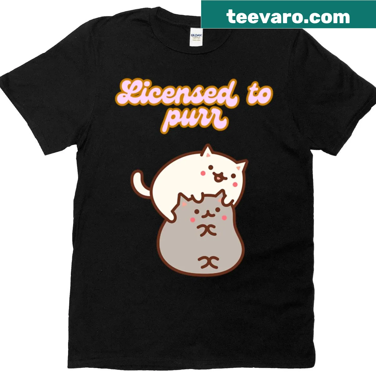 Funny cat design with the text 'Licensed To Purr' — on a men's t-shirt
