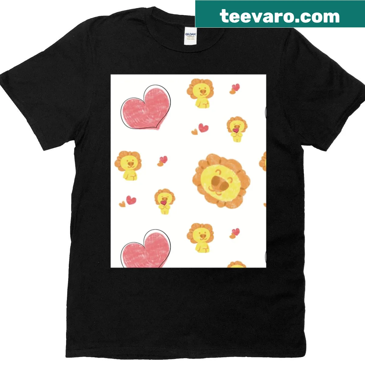 Seamless pattern of lions on a T-shirt — on a men's t-shirt
