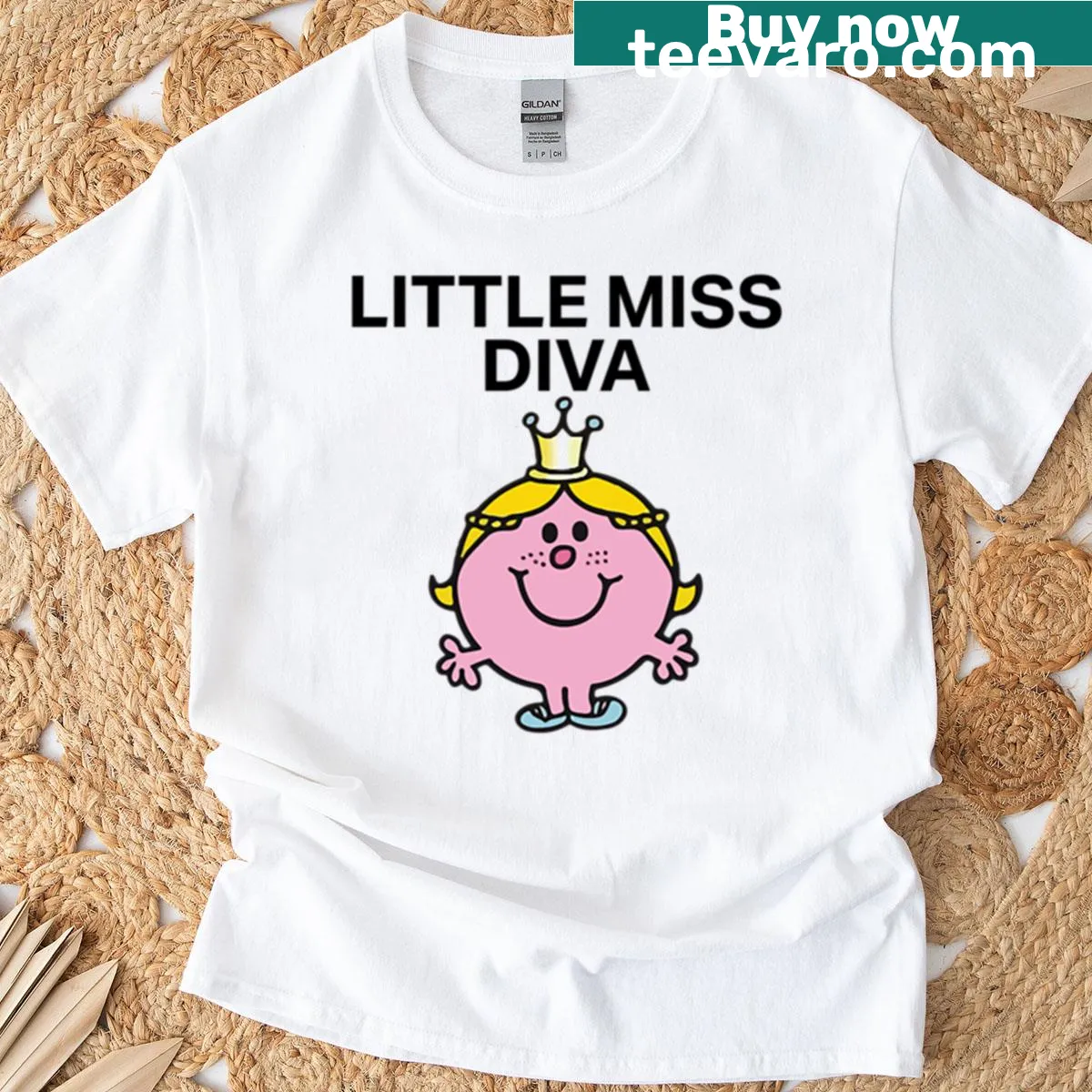 Oversized T-shirt for women featuring the phrase 'Little Miss Diva' for a confident look. — on a men's t-shirt