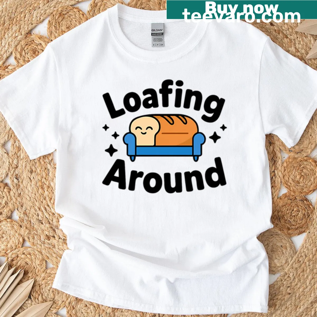 T-shirt featuring an illustration of a chill cat lounging — on a men's t-shirt