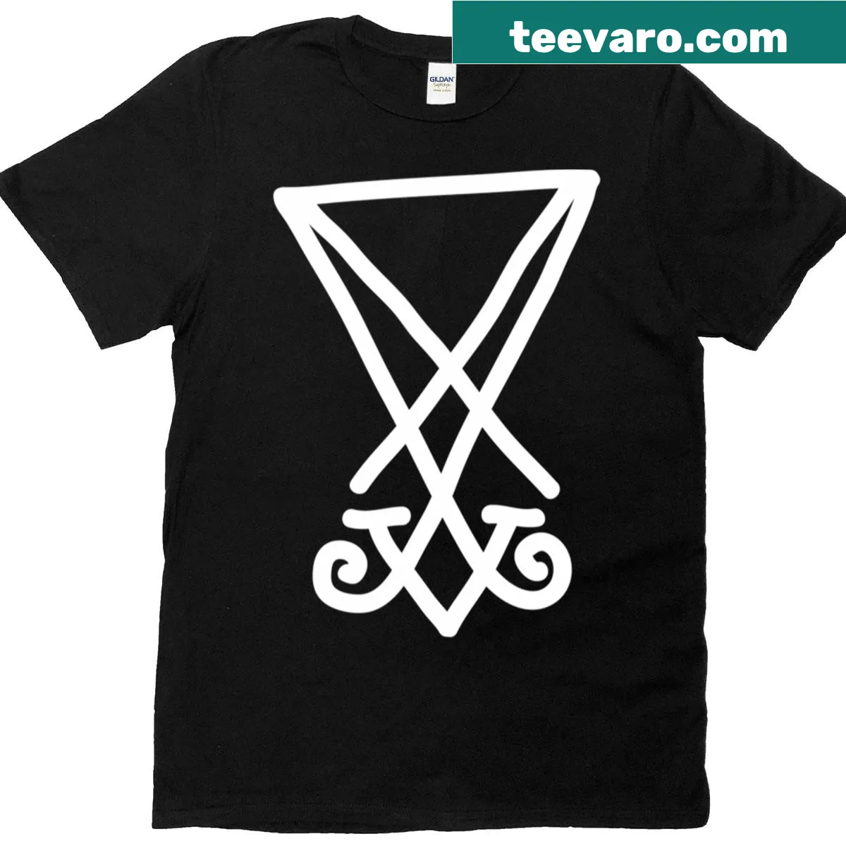 T-shirt featuring a Lucifer sigil design representing rebellion — on a men's t-shirt