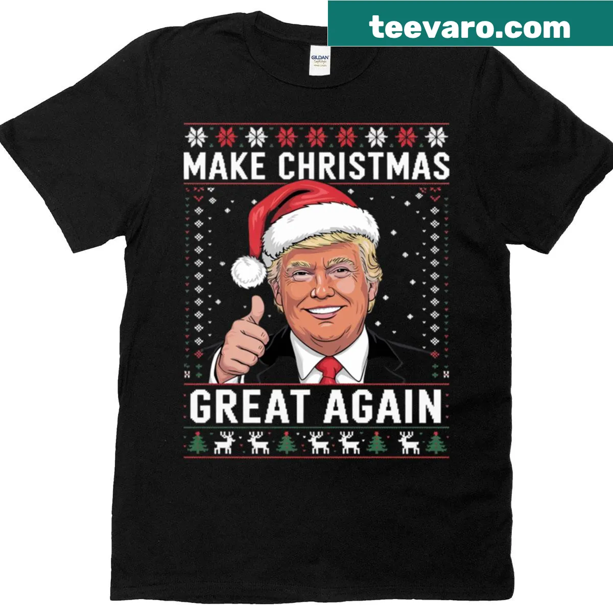 Humorous Christmas T-shirt with a playful slogan — on a men's t-shirt