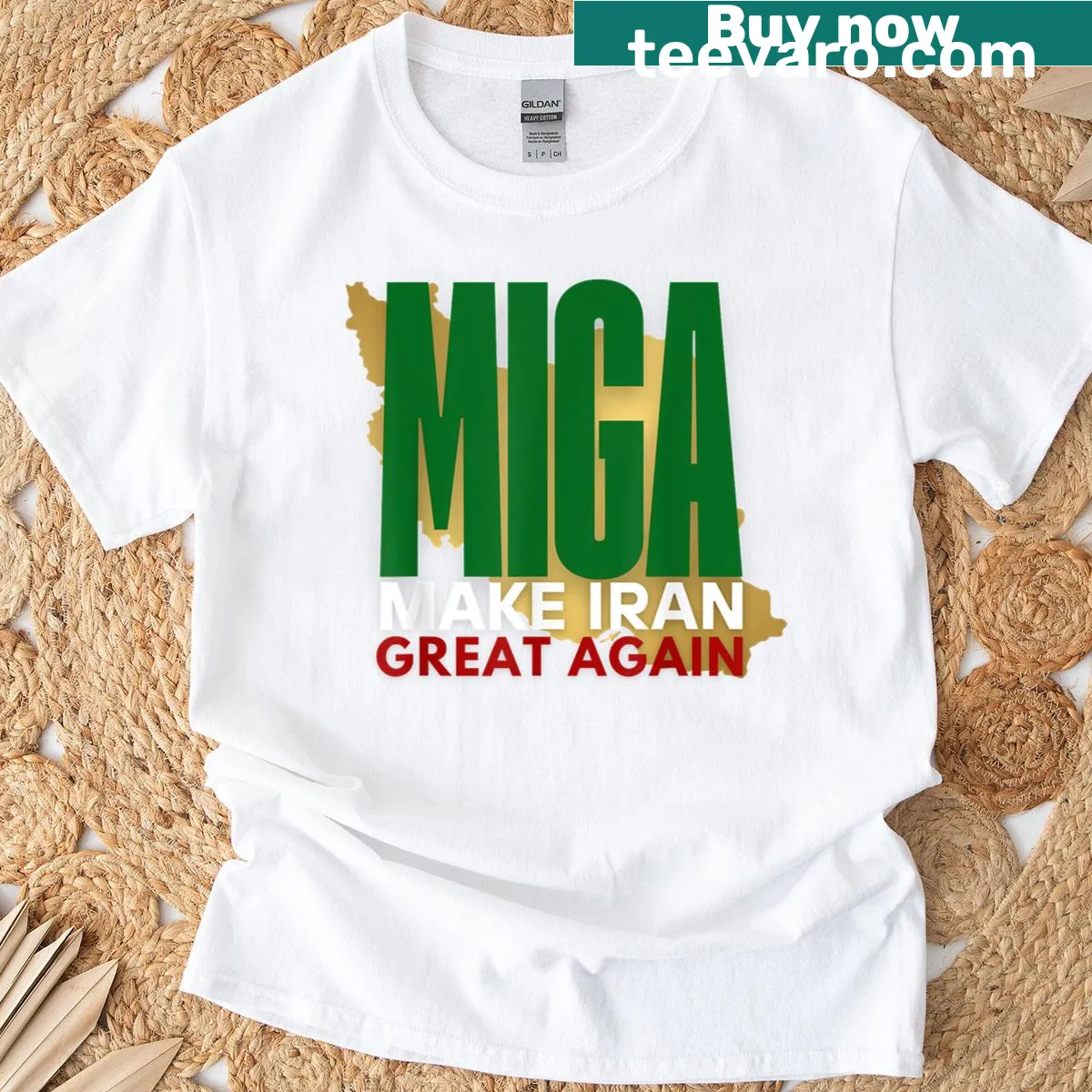 Patriotic T-shirt featuring 'Make Iran Great Again' for Fourth of July — on a men's t-shirt