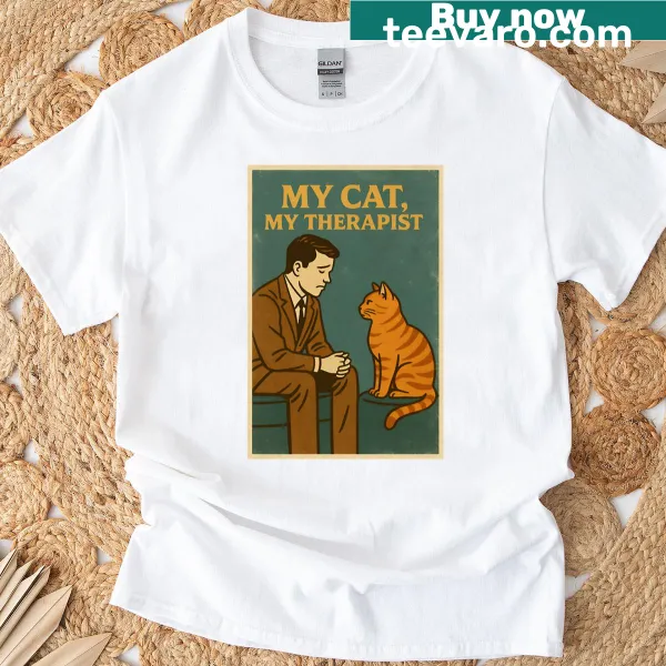 Vintage distressed t-shirt celebrating the bond with a cat