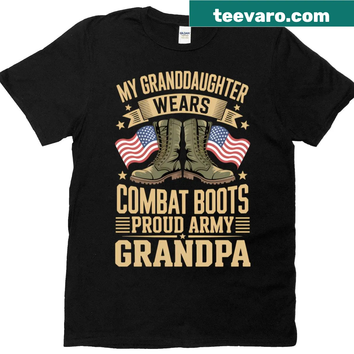 Supportive t-shirt celebrating women soldiers and granddaughters — on a men's t-shirt