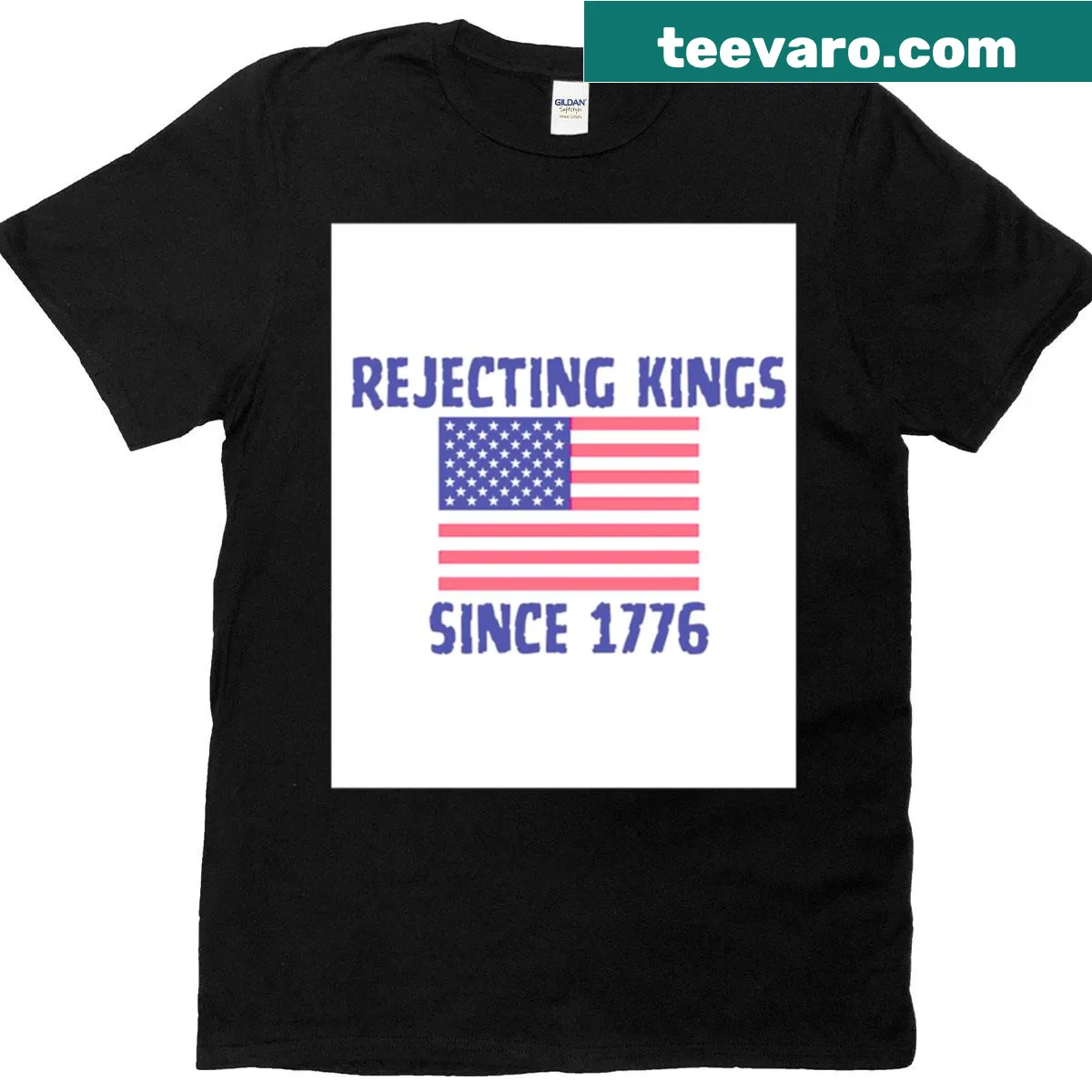 T-shirt with bold text 'No Kings In America' — on a men's t-shirt