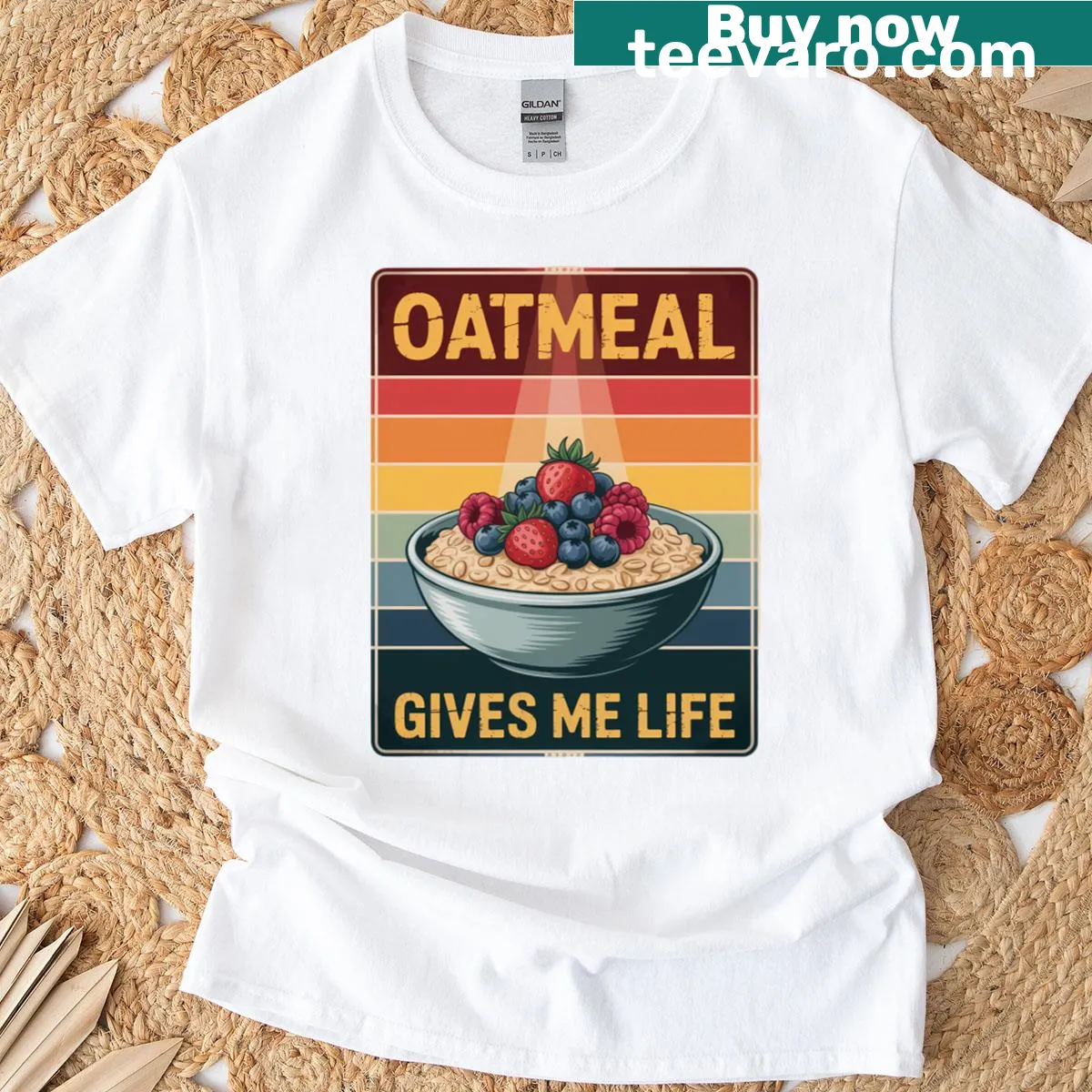 Funny oatmeal-themed graphic design on a t-shirt — on a men's t-shirt