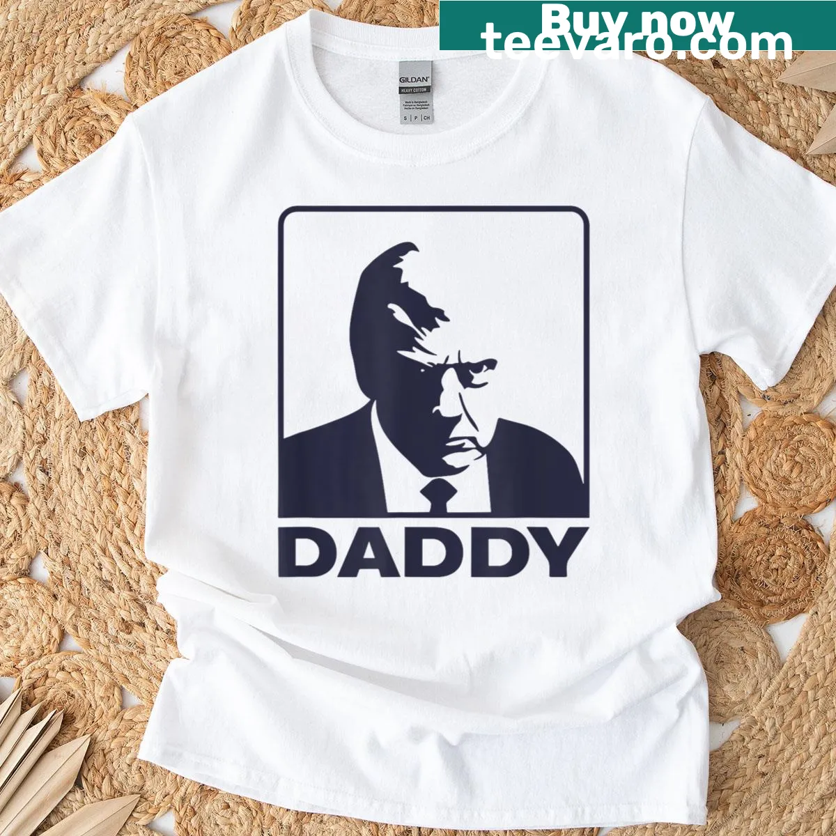 Political T-shirt with 'Trump Daddy 2025' typography — on a men's t-shirt